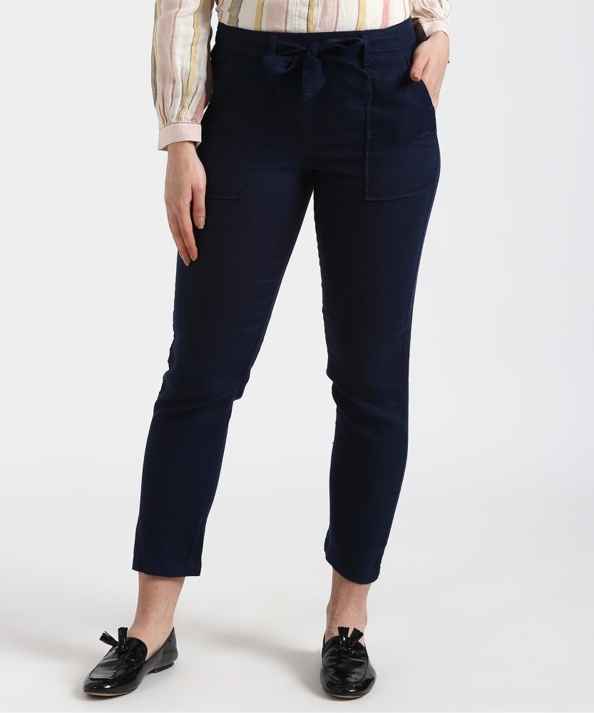 MARKS & SPENCER Slim Fit Women Blue Trousers - Buy MARKS & SPENCER Slim Fit  Women Blue Trousers Online at Best Prices in India