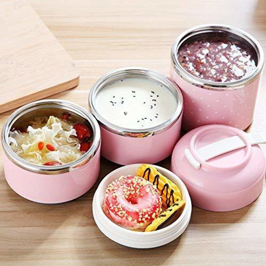 Luxafare Stainless Steel Mini 3 Layer Thermal Lunch Boxs for Kids