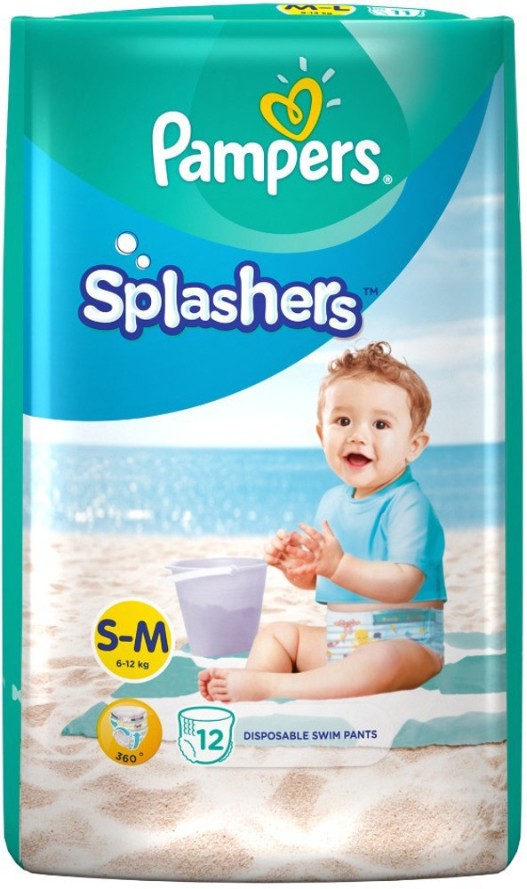 Pampers Splashers Disposable Swim Pants Diapers Medium Size12 Pc