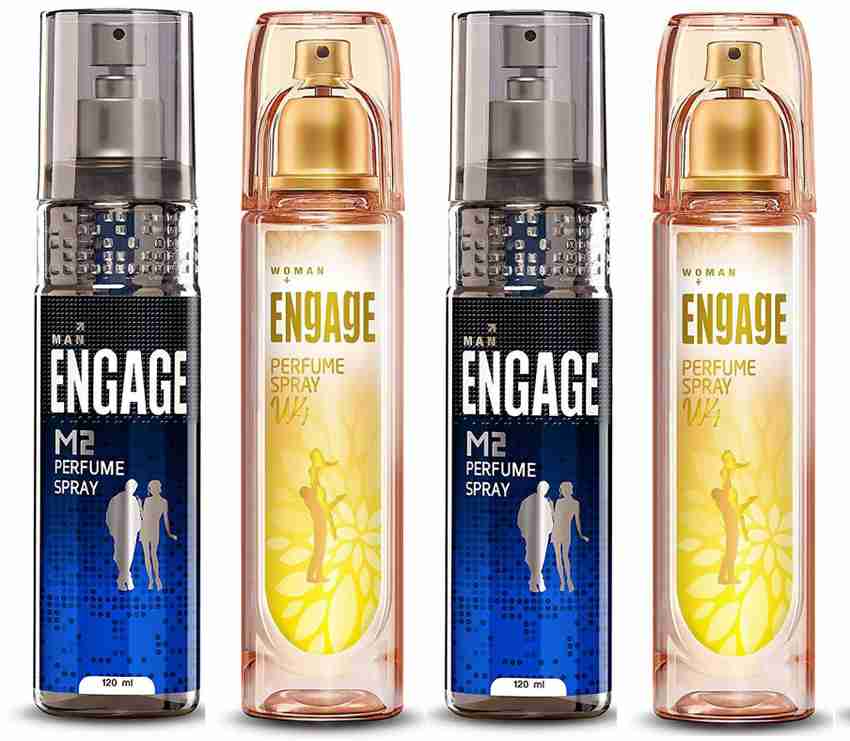 Buy Engage 2 M2 Perfume Spray For Men and 2 W4 Perfume Spray For