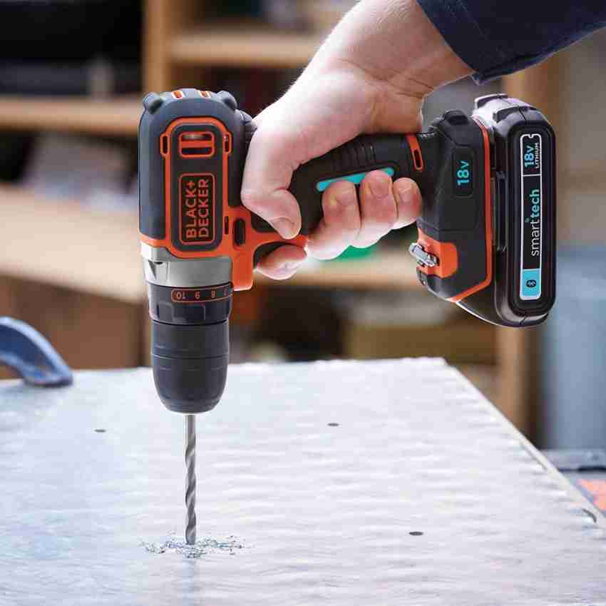 Black Decker 18V Smart Tech Drill Driver Orange 4 Pieces