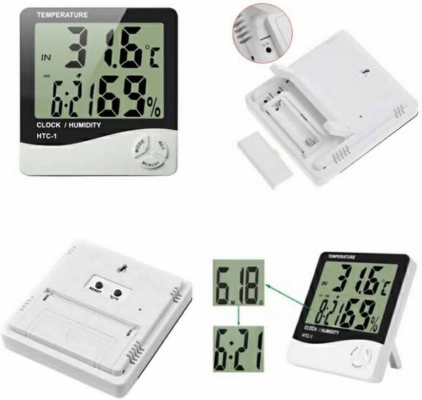 New Digital LCD Temperature Humidity Meter Clock Indoor Hygrometer  Thermometer