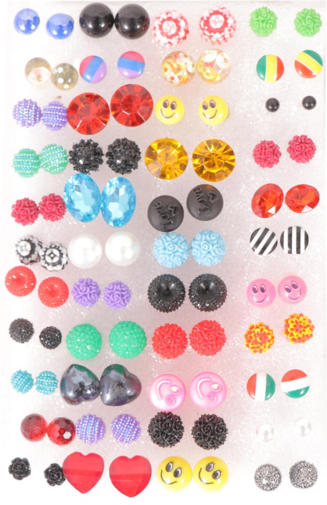  Buy navjai Multi Design Stud Earrings with Plastic