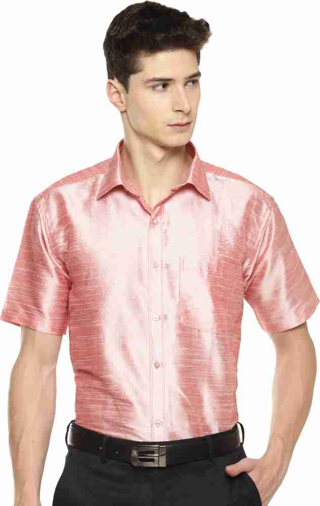 Pink silk shirt clearance mens