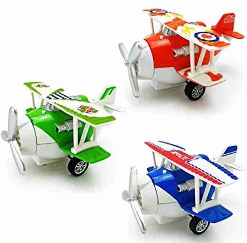 IndusBay Vintage Airplane Model Mini Diecast Army Biplane Aircraft Model Aeroplane Toy for kids Desktop Decoration Set of 3 Vintage Airplane Model Mini Diecast Army Biplane Aircraft Model Aeroplane T...