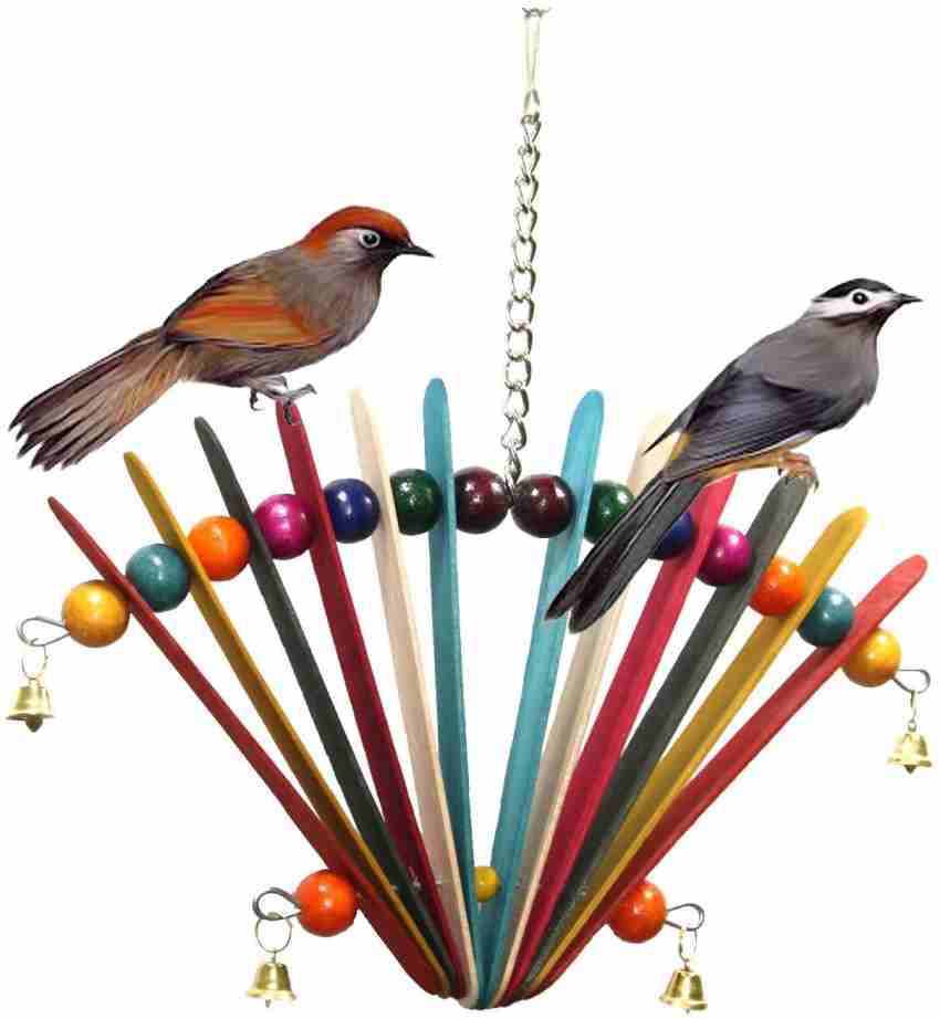 Eshan Pet Products Bird Toy Wooden Beads Cage Swing Hammock