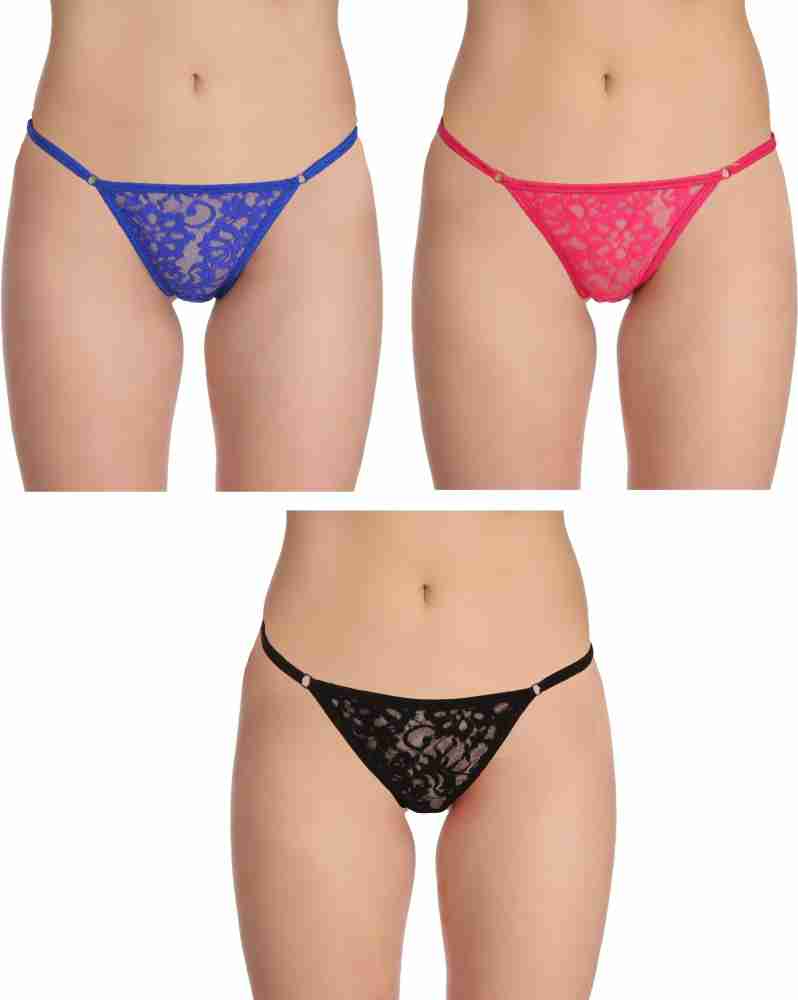 Buy J.B.COLLECTION Women's Daily Use Low Rise Muticolored Cotton Underwear  Thong Panties Pack of 4 (S, Multicolor) at