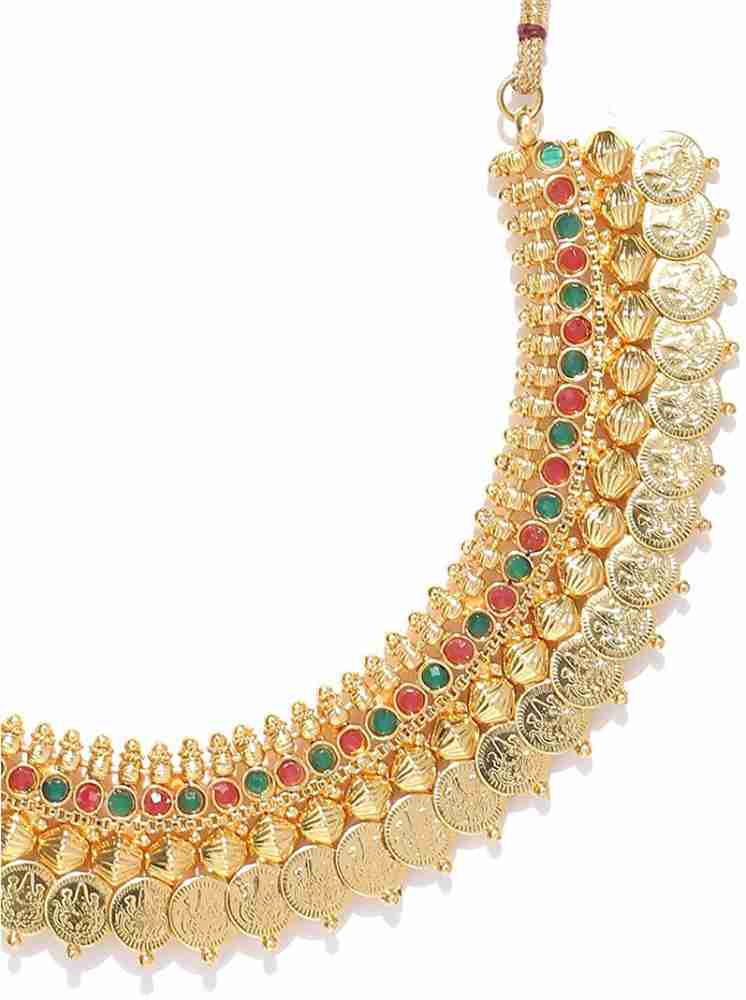 Youbella golden alloy traditional sale gold plated necklace set