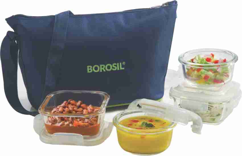 ACE BOROSILICATE GLASS LUNCH BOXES SET OF 3 CONTAINERS WITH LUNCH BAG