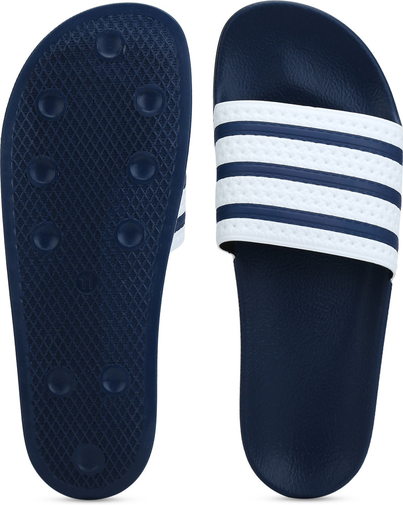 adidas originals adilette sliders in white navy