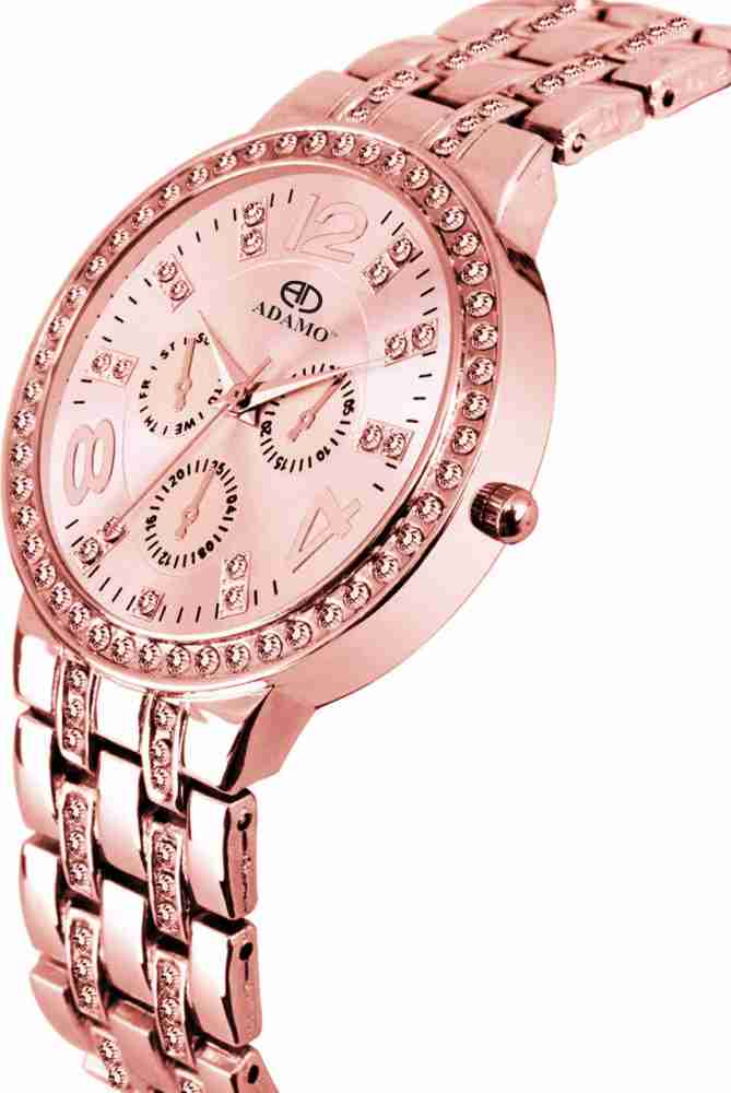 ADAMO Designer wristwatch watchs Scratch Resistant Rose Gold Dial Round Shaped with Stainless Steel Chain Premium watch for Women and Girls Analog Watch For Women Buy ADAMO Designer wristwatch