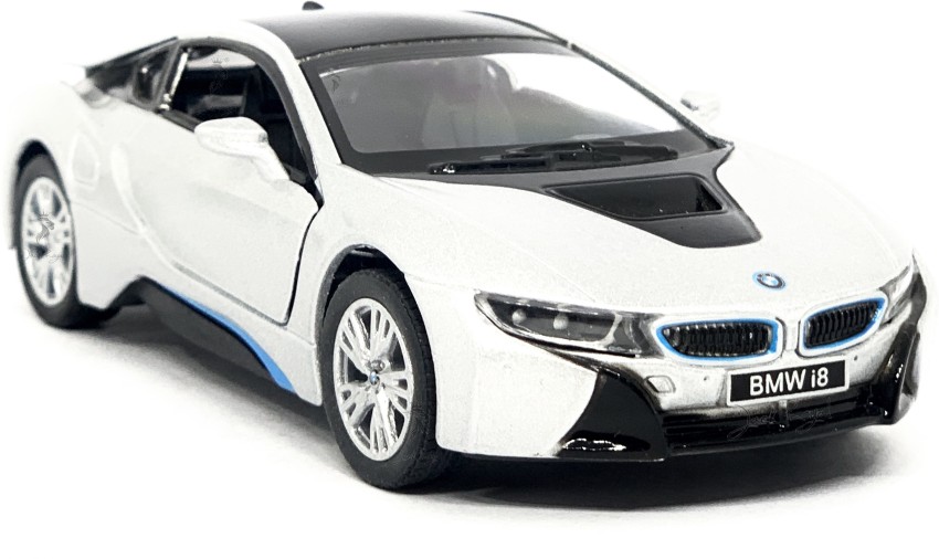 5 Kinsmart BMW i8 2 Door Coupe 1:36 Diecast Model Toy Car Pull Action New-  WHITE 