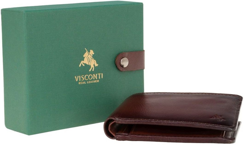 VISCONTI Men Casual Brown Genuine Leather Wallet Brown Price in