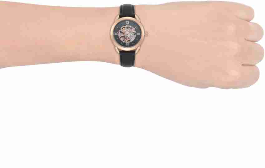 Fossil tailor mechanical discount black leather watch