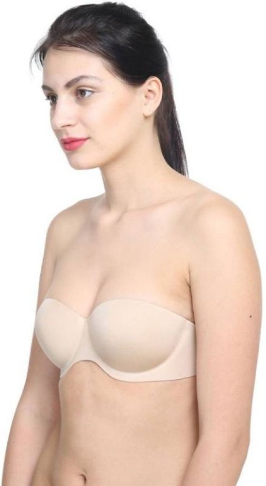 Buy GLAMORAS Women Spandex Transparent Back Strapless Bra with Multiple  Wear Straps Push Up Bra (Beige; Size 32-B) at