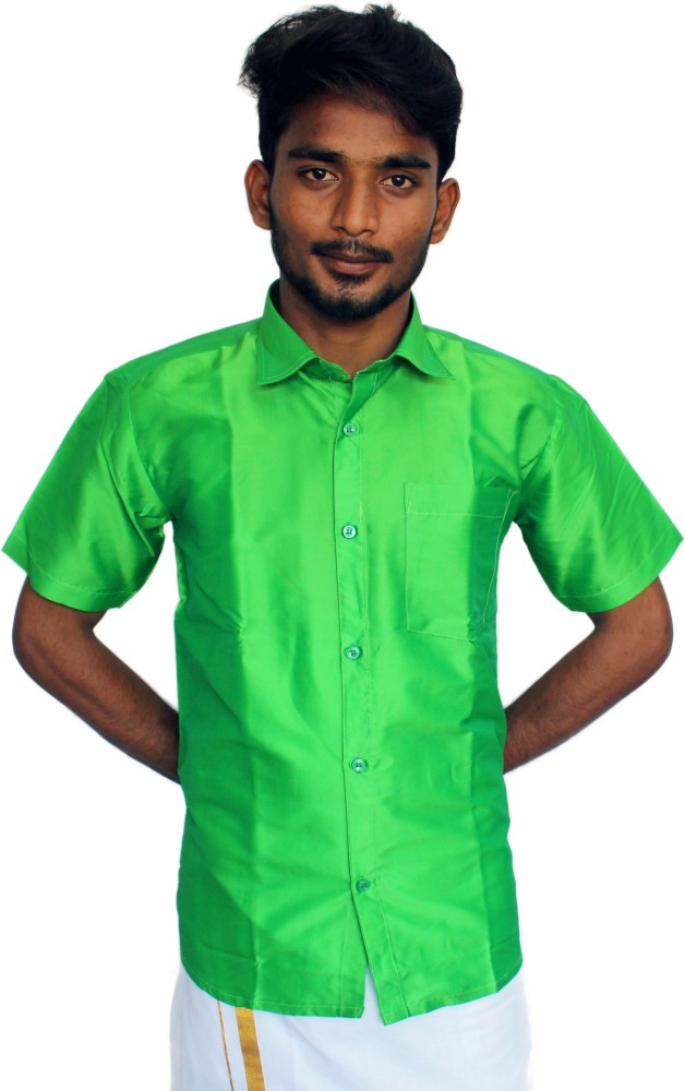 silk green shirt