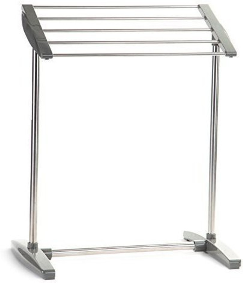 LAVNIK Stainless Steel Mobile Towel Rack Floor Standing Multi Functional Mobile Foldable Balcony Towel Stand Save Space Rack for Drying Holder Mini Cloth Rack Indoor and Outdoor silver Towel Holder Pr...