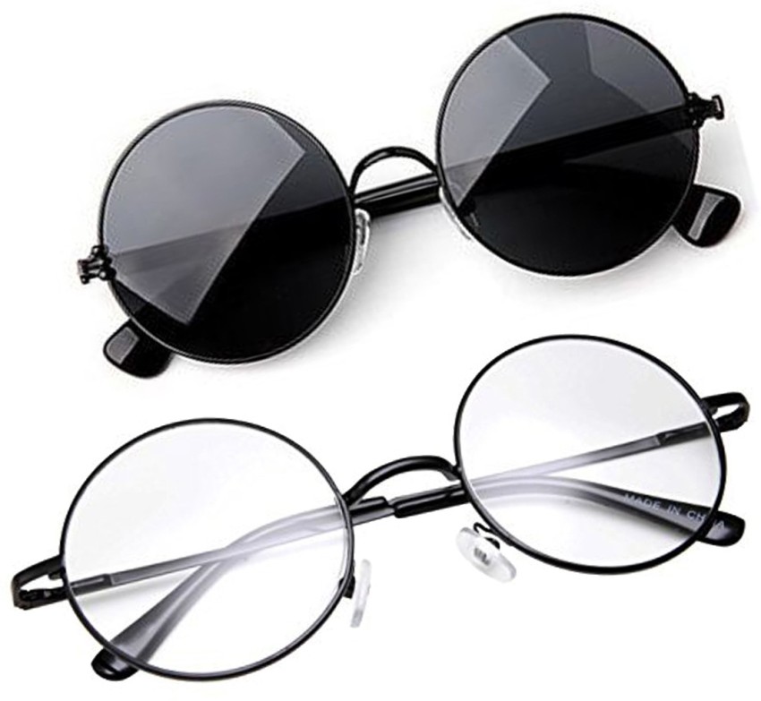 Buy PHENOMENAL Round Sunglasses Black Clear For Men Women Online Best Prices in India Flipkart