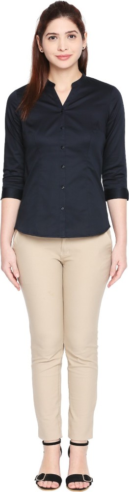 Annabelle by Pantaloons Women Solid Casual Blue Shirt - Buy Annabelle by  Pantaloons Women Solid Casual Blue Shirt Online at Best Prices in India