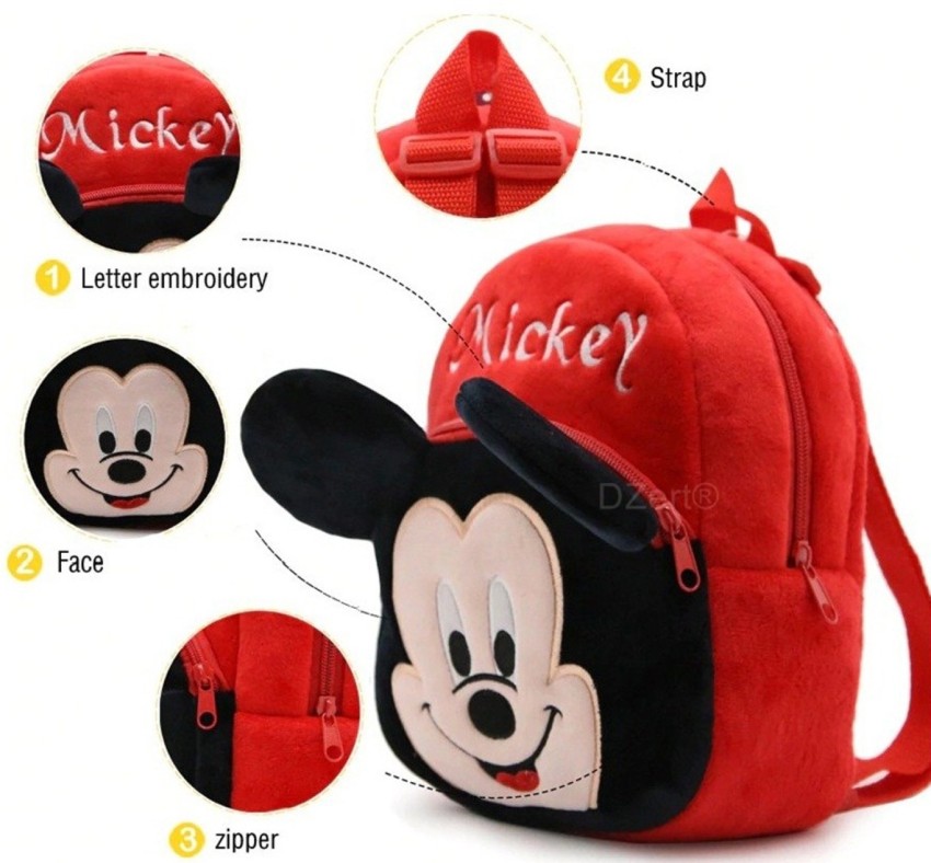 DZert Mickey Mouse School Bag For Kids S0ft Plush Backpack  For Small Kids Nursery Bag (Age 2 to 6 Years) School Bag - School Bag