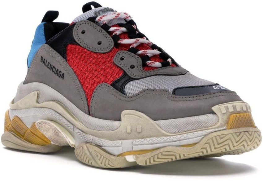 BALENCIAGA Triple S Grey Red Rock Climbing Shoes For Men - Buy