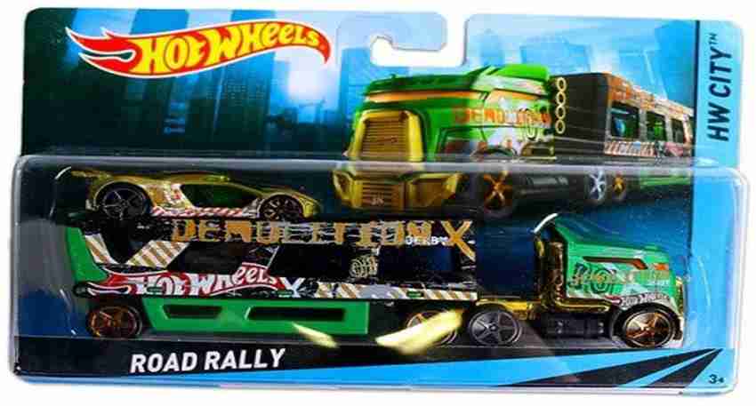 HOT WHEELS Truckin Transporters Road Rally Truck with Car