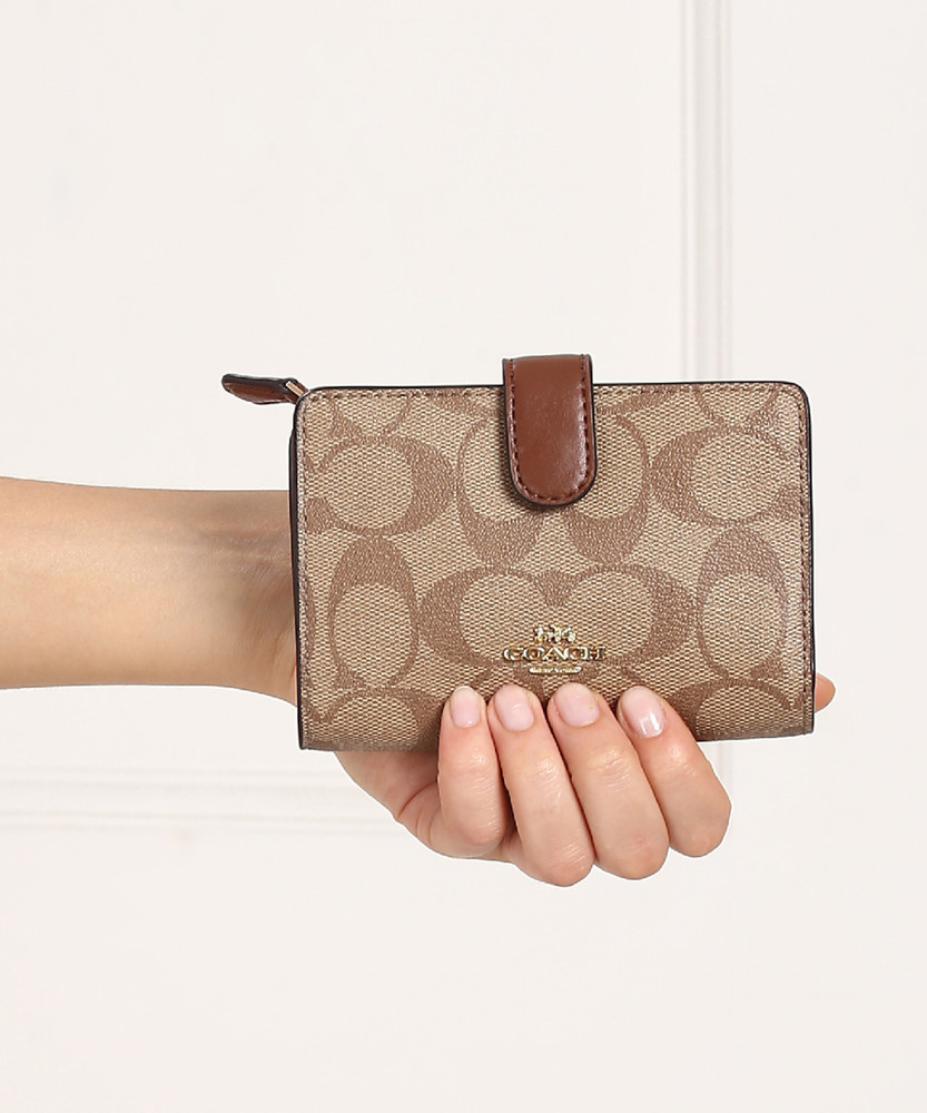 COACH Women Casual Beige Genuine Leather Wrist Wallet