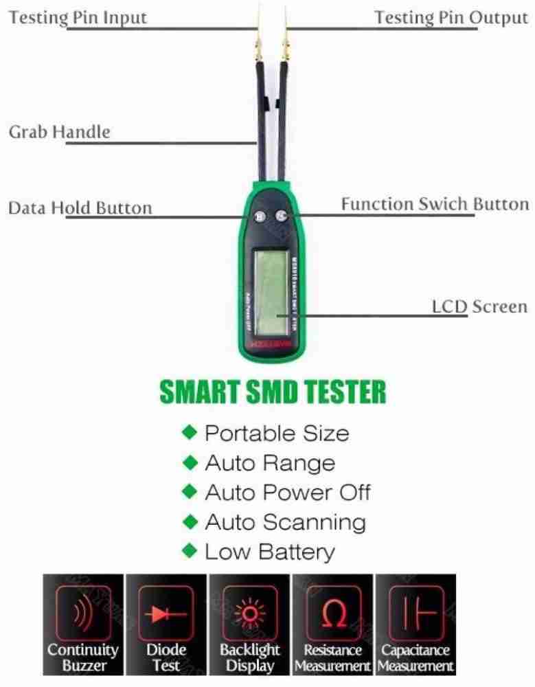 Divinext MS8910 Smart SMD Tester Used to Measuring SMD (Surface Mounting  Device), RC Resistance Capacitance Diode Multi Tester Continuity Checking  Function Multimeter 3000 counts LCD display Auto Scanning Manual Ranging  Tester Auto