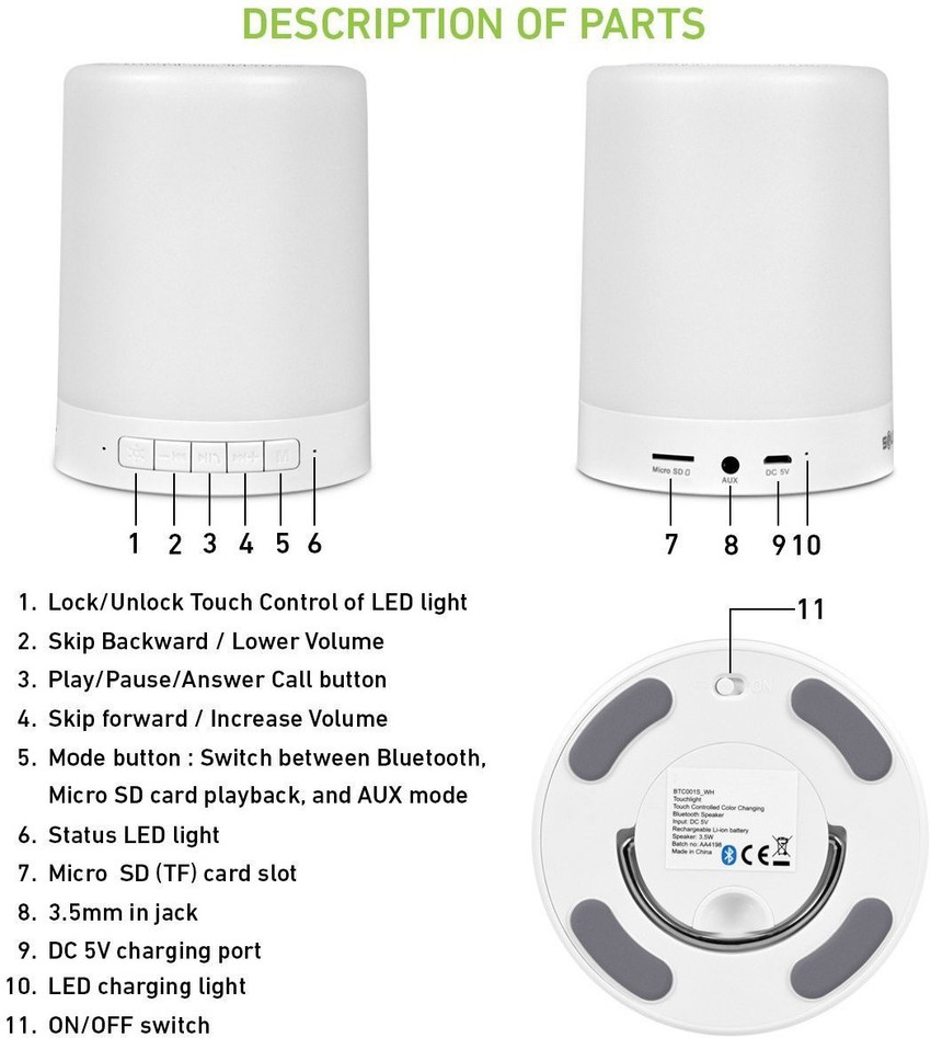 Buy A3sprime Bluetooth Touchlight Colour Changing Rechargable