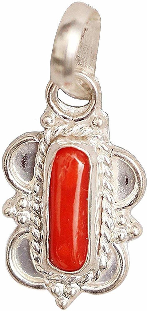 RUDRA DIVINE Red Coral Pendant in silver 7.25 ratti Real Munga Pendant Coral Stone Pendant Price in India Buy RUDRA DIVINE Red Coral Pendant in silver 7.25 ratti Real