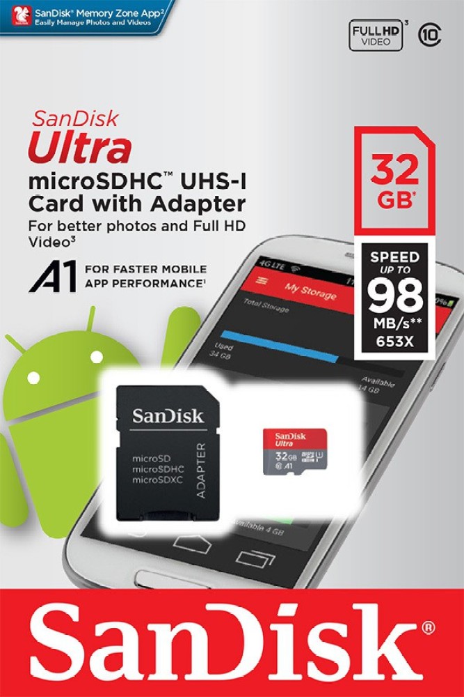 SanDisk Ultra microSD UHS-I U1 128 Go + Adaptateur SD (SDSQUA4