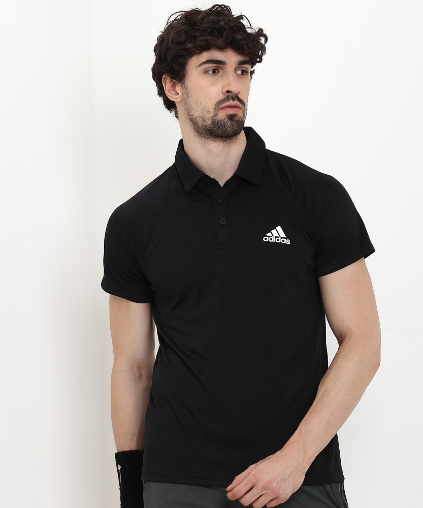 ADIDAS Solid Men Polo Neck Black T Shirt Buy ADIDAS Solid Men Polo Neck Black T Shirt Online at Best Prices in India Flipkart