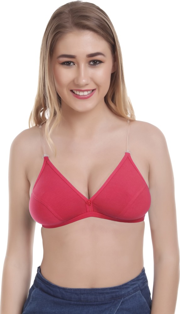 Buy Alishan Pack of 2 Non Padded Cotton T Shirt Bra - Pink , Red