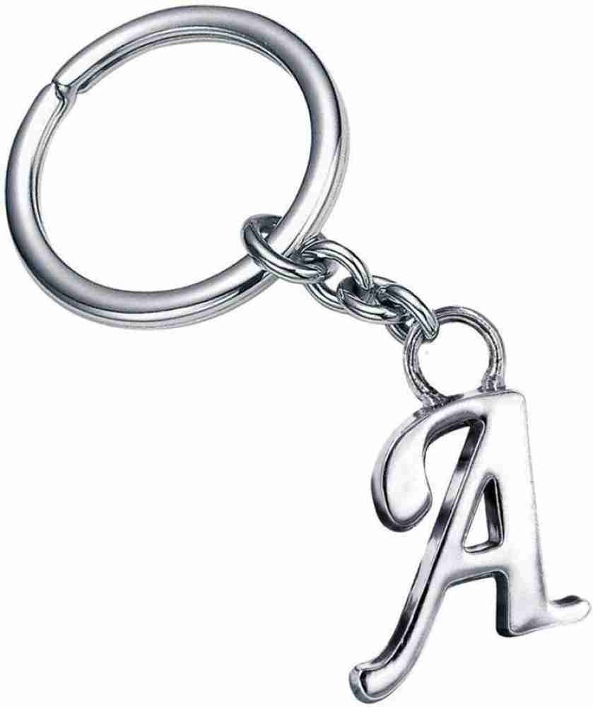 MISMIL Alphabet Letter A Metal Keychain Keyring Silver a Key Chain