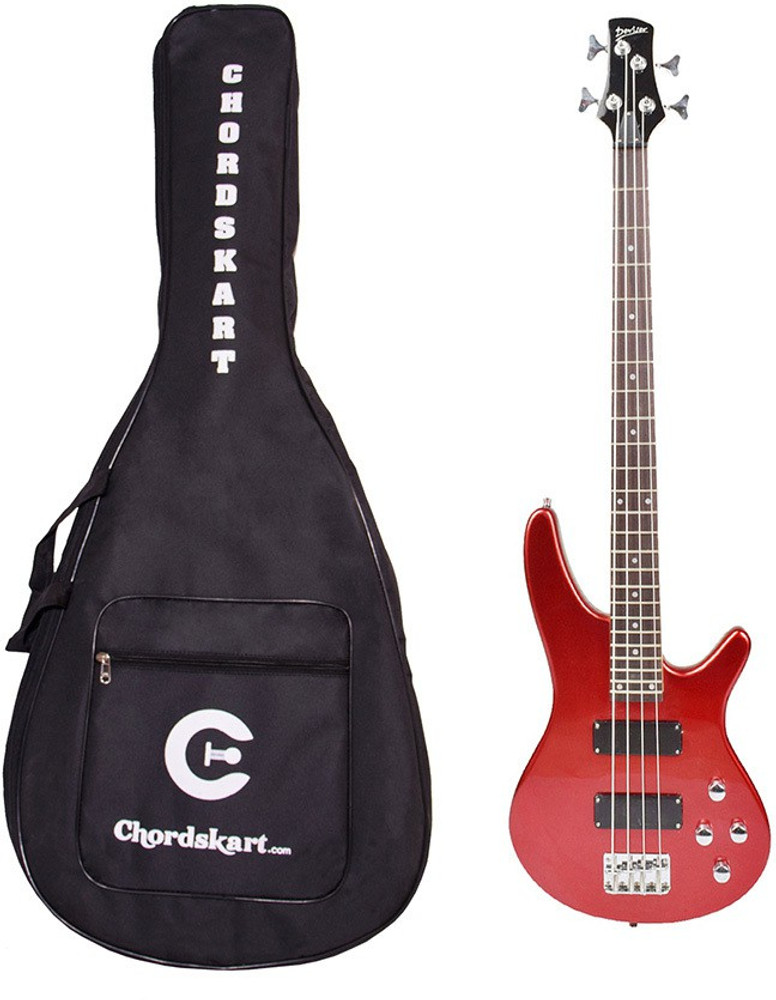 Chordskart Deviser Series 4 String Bass Guitar with Bag Combo Red