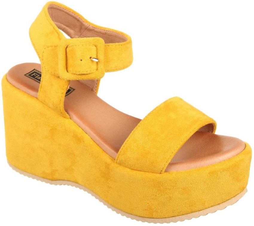 Yellow best sale platform wedges