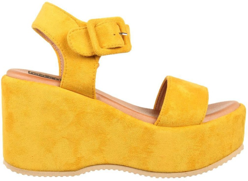 Yellow wedge heels hot sale