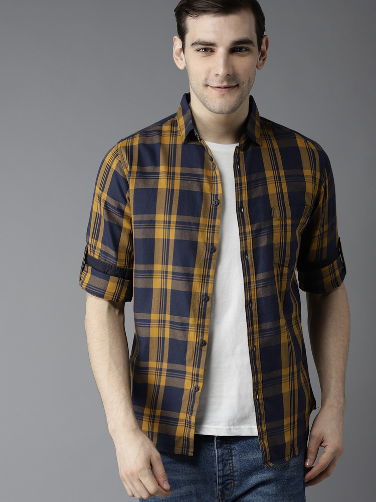 yellow check shirt