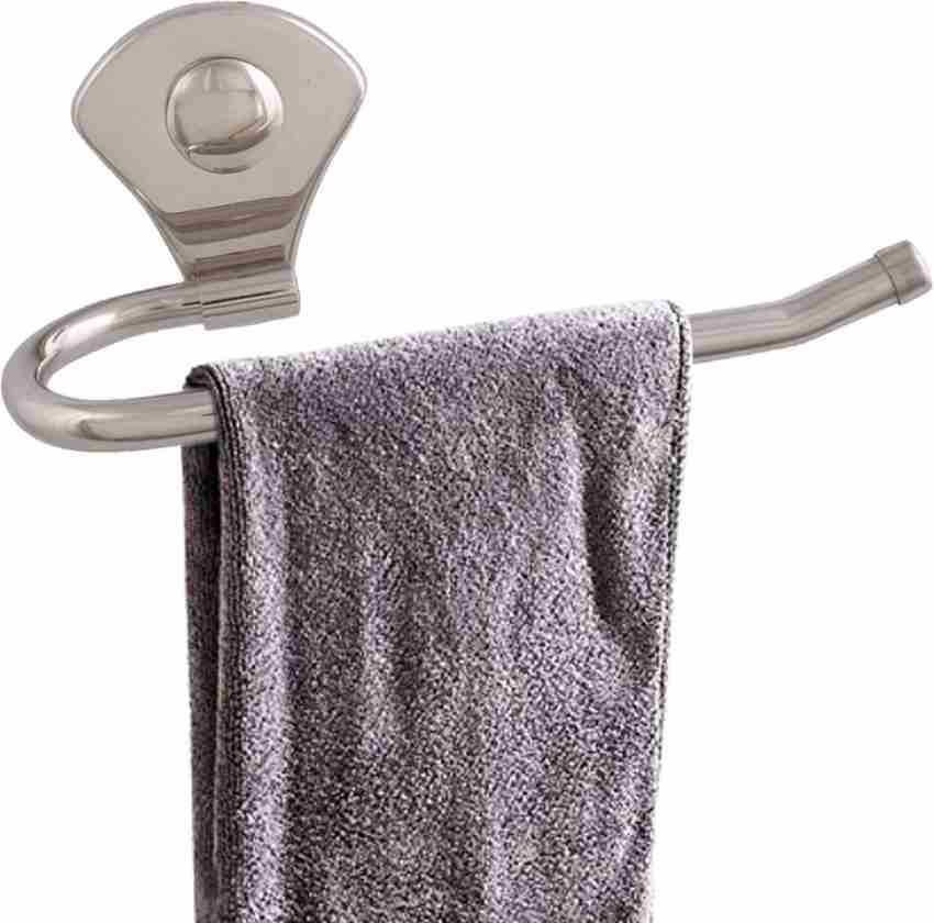 Towel Ring/Hand Towel Holder - Self Adhesive Round Towel Rack Hand Towel  Bar for Bathroom, Stainless Steel Black