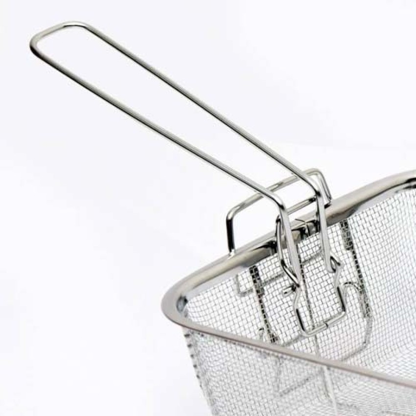 1pc Stainless Steel Deep Fry Basket, Silver Fryer Strainer With