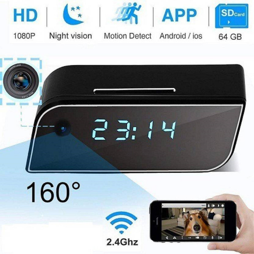 Hd 1080p wireless wifi ip spy hidden hot sale camera motion security alarm clock ir cam