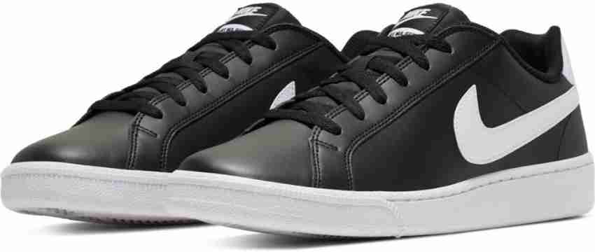 Nike men black solid court majestic leather on sale sneakers