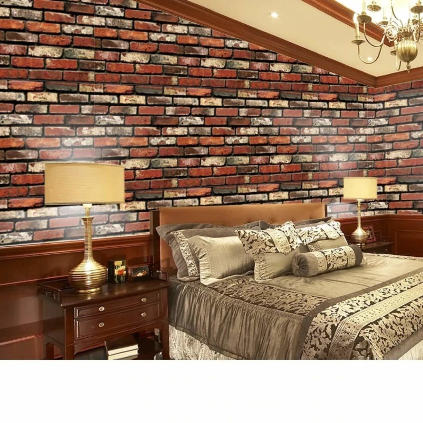 3D Black Geometric at White Bricks wallpaper for wall  Myindianthings