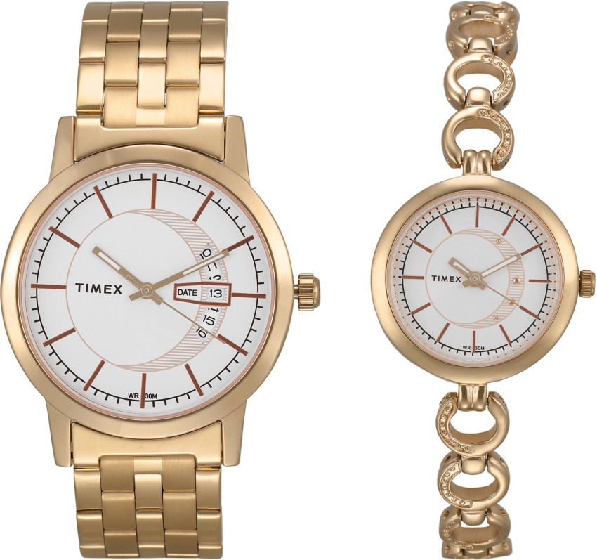 Timex couple discount watches rose gold