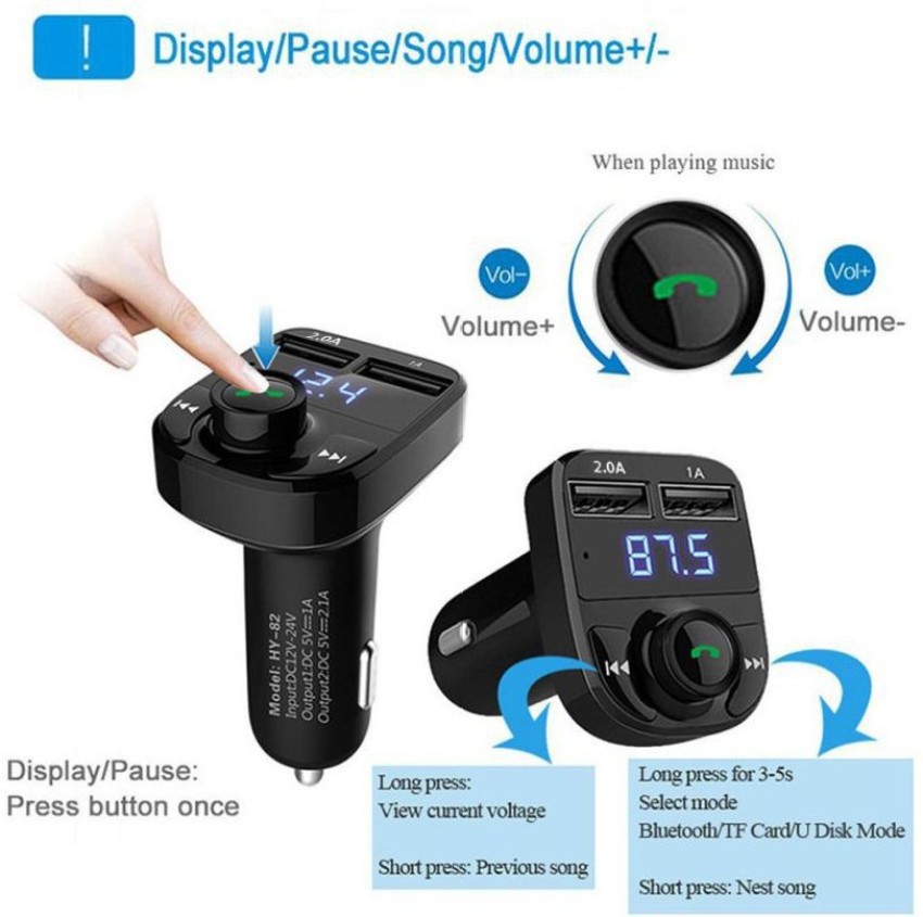 Bluetooth FM Transmitter for Car - 3 in 1 Bluetooth Car Adapter, Type-C  66W+ Fast USB Charger + Phone Charging,Mp3 Player Wireless Bluetooth