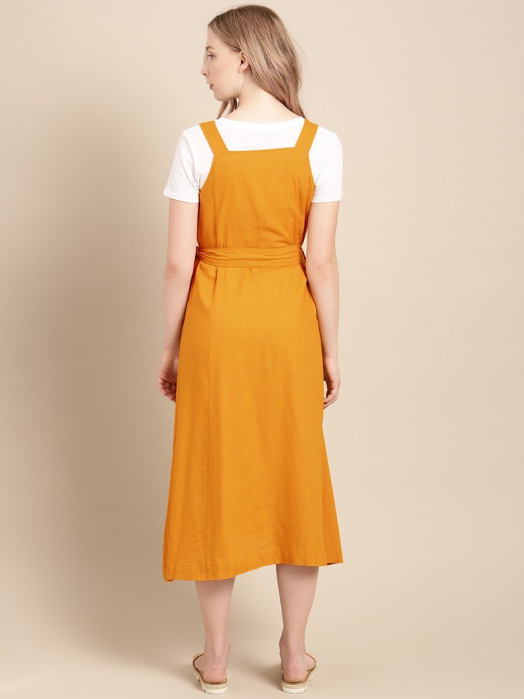 Mustard yellow pinafore outlet dress