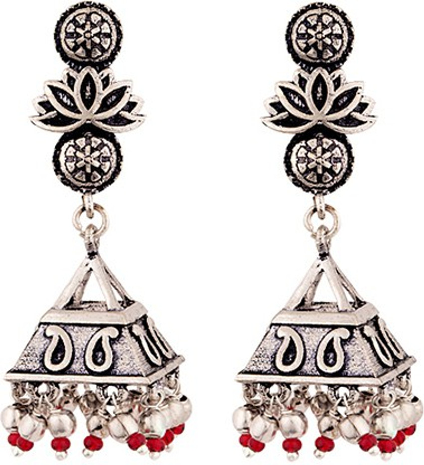 Voylla Abhira Paisley Motifs Embossed Earrings Brass Jhumki Earring