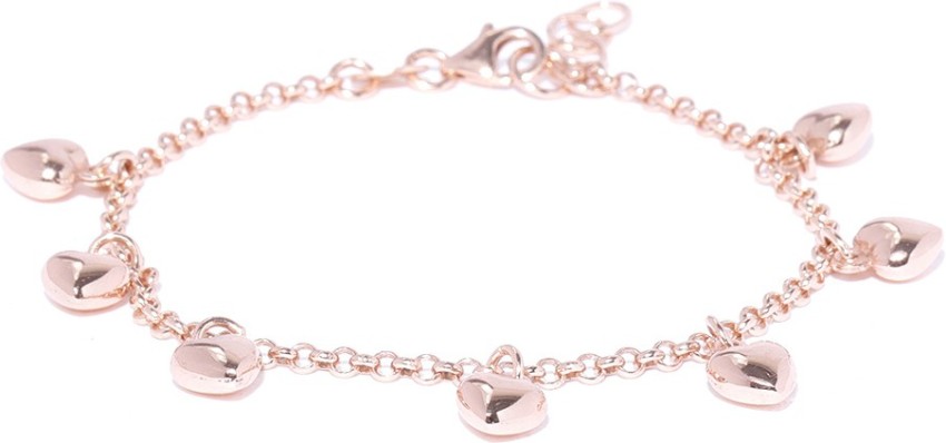 Carlton London Rose Gold Plated Heart Charm Bracelet for Women