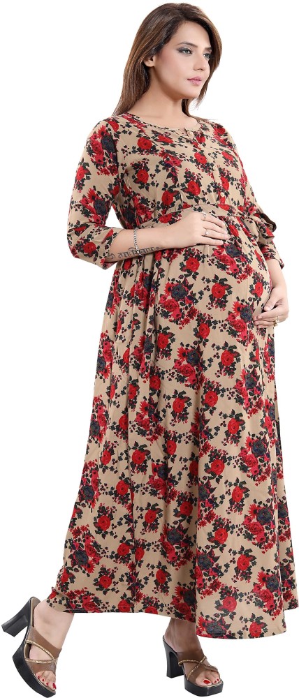 mamma's maternity Women Maxi Brown Dress - Buy mamma's maternity