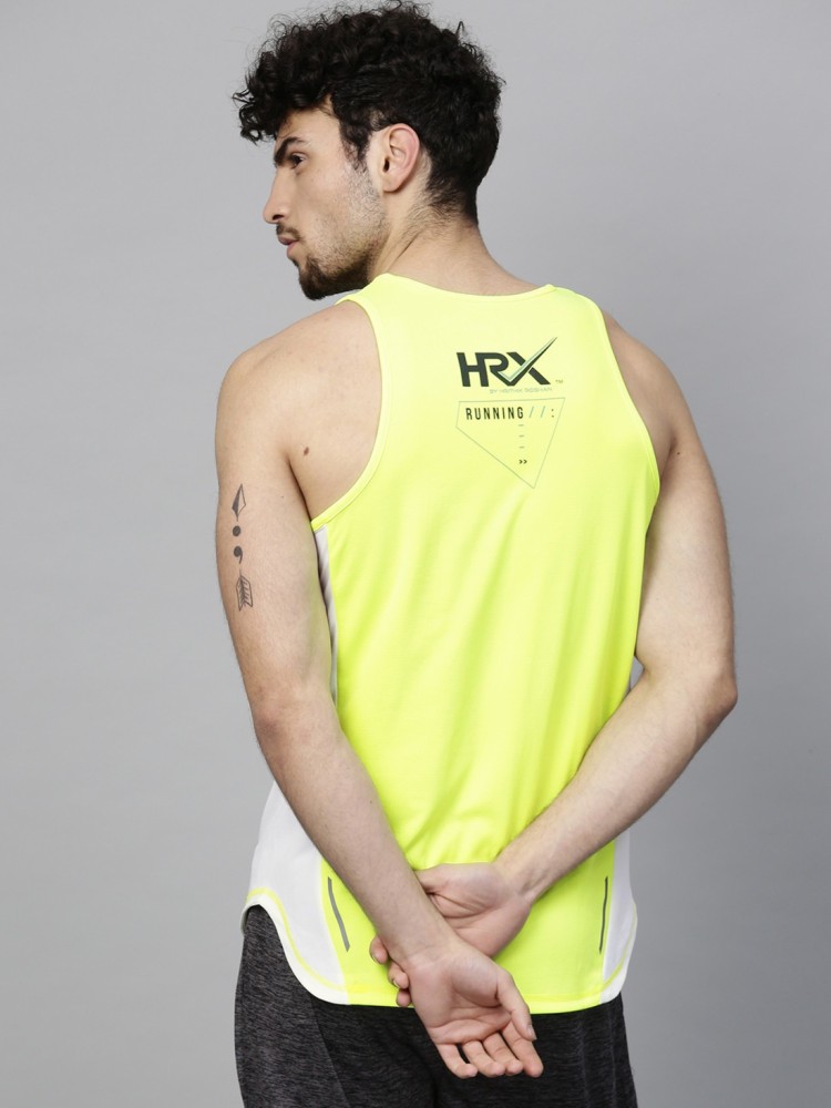 Buy HRX By Hrithik Roshan Men Fluorescent Green Running Sleeveless T Shirt  - Tshirts for Men 7231695